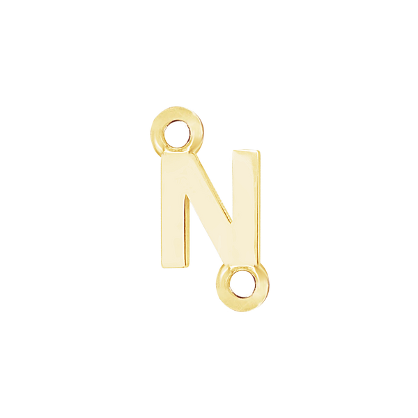 Block Initials with Two Jump Rings in 14K Gold (4.50 mm)