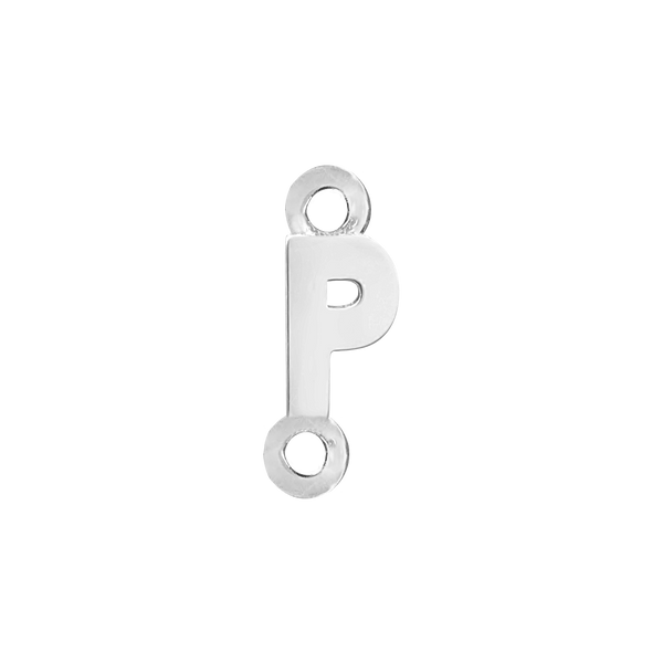 Block Initials with Two Jump Rings in Sterling Silver (4.50 mm)
