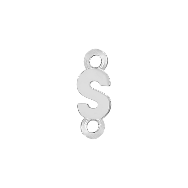 Block Initials with Two Jump Rings in Sterling Silver (4.50 mm)