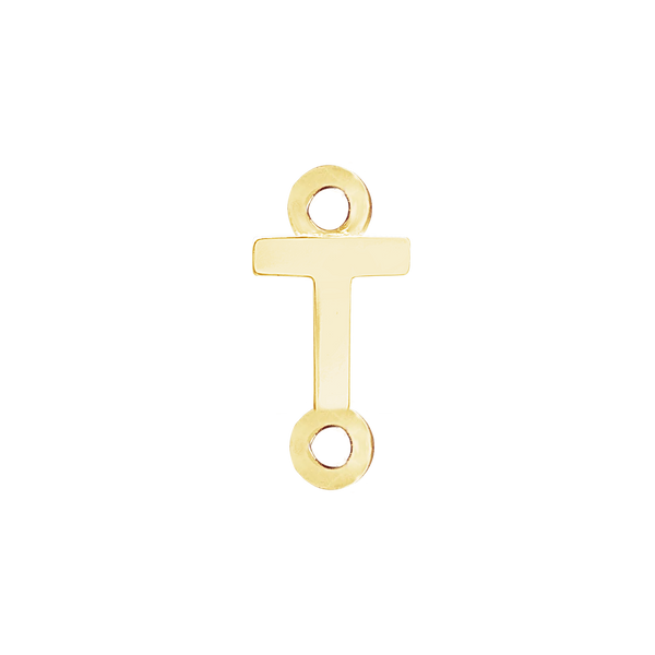 Block Initials with Two Jump Rings in 14K Gold (4.50 mm)