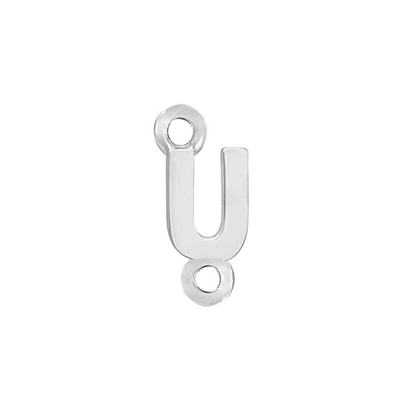 Block Initials with Two Jump Rings in Sterling Silver (4.50 mm)