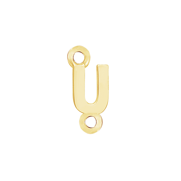 Block Initials with Two Jump Rings in 14K Gold (4.50 mm)