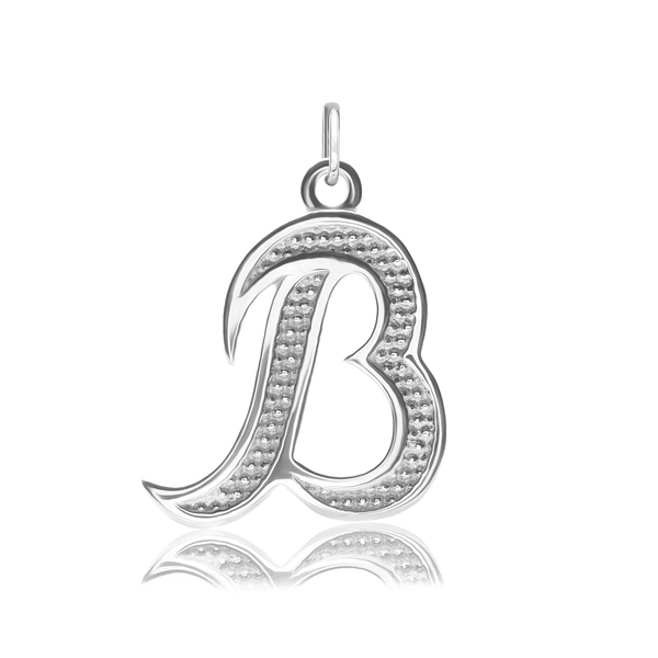 ITI NYC Fancy Pro Caption Bold with Beaded Design in Sterling Silver (17mm) (100% Polished with Bail)