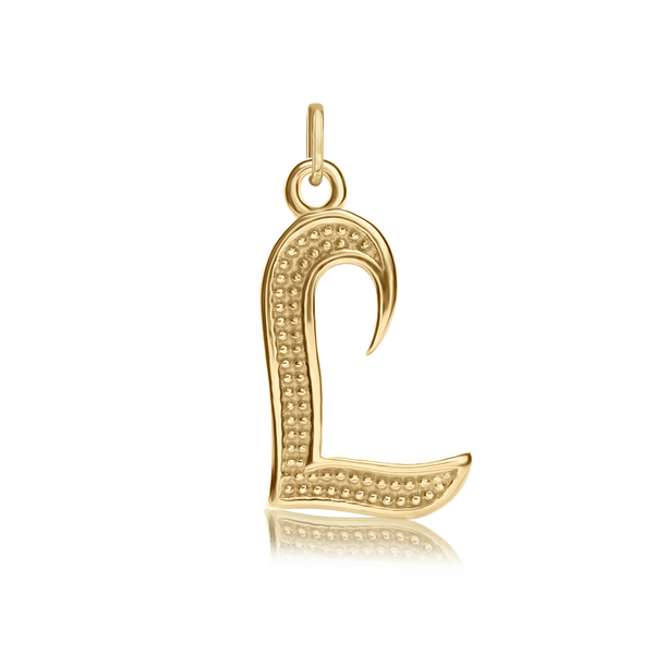 ITI NYC Fancy Pro Caption Bold with Beaded Design in 14K Gold (17mm) (100% Polished with Bail)