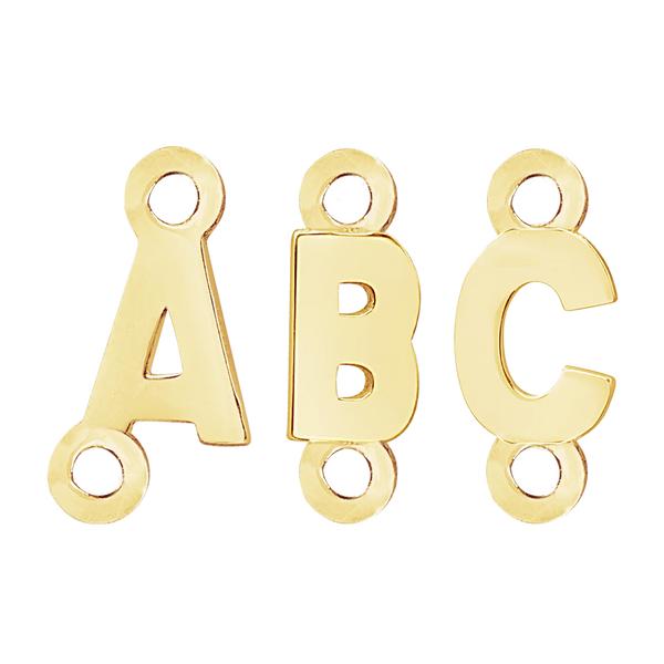 Block Initials with Two Jump Rings in 14K Gold (8.00 mm)