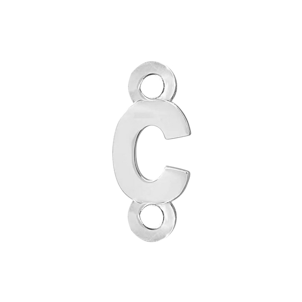 Block Initials with Two Jump Rings in Sterling Silver (8.00 mm)