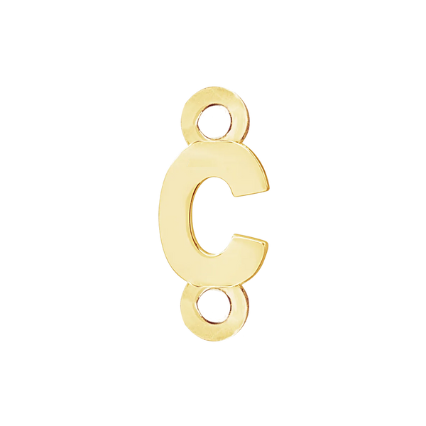 Block Initials with Two Jump Rings in 14K Gold (8.00 mm)