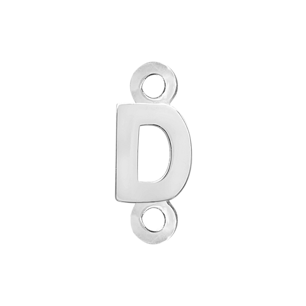 Block Initials with Two Jump Rings in Sterling Silver (8.00 mm)