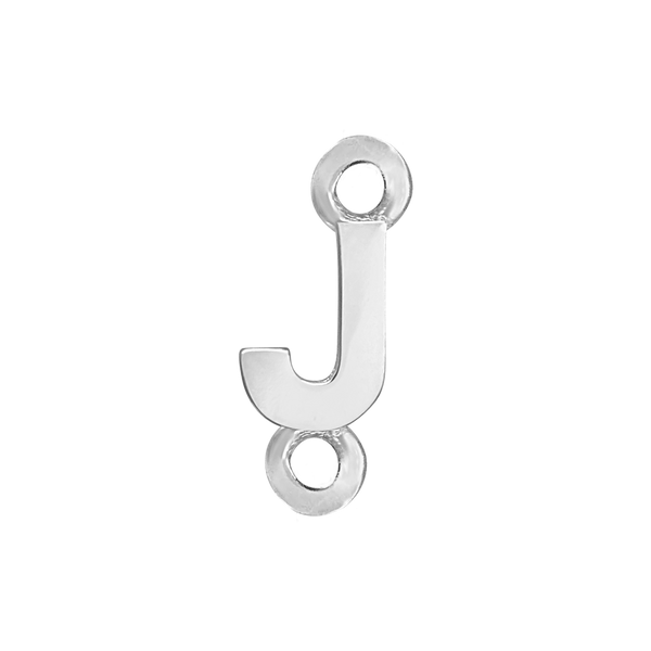 Block Initials with Two Jump Rings in Sterling Silver (8.00 mm)