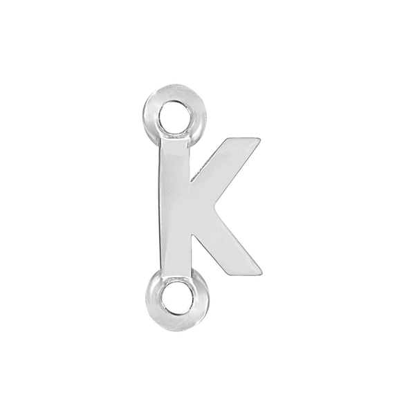 Block Initials with Two Jump Rings in Sterling Silver (8.00 mm)