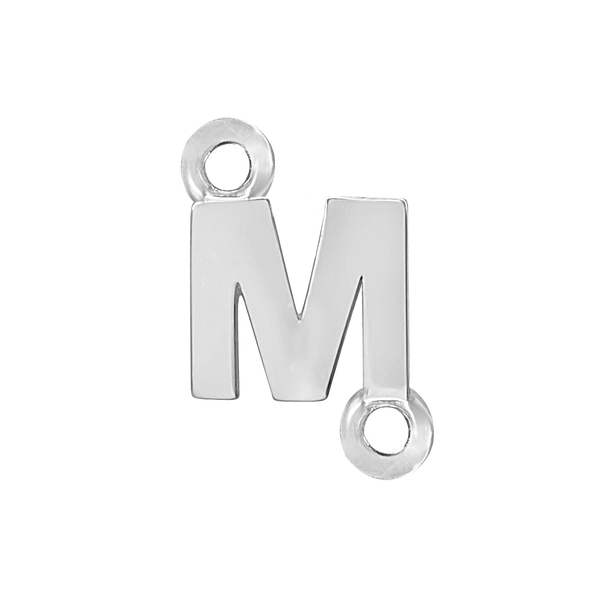 Block Initials with Two Jump Rings in Sterling Silver (8.00 mm)