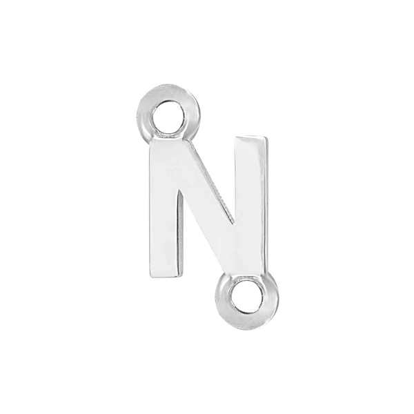 Block Initials with Two Jump Rings in Sterling Silver (8.00 mm)