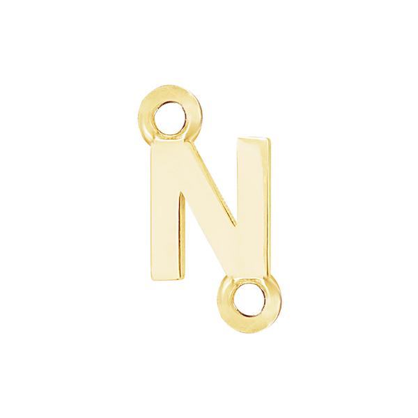 Block Initials with Two Jump Rings in 14K Gold (8.00 mm)