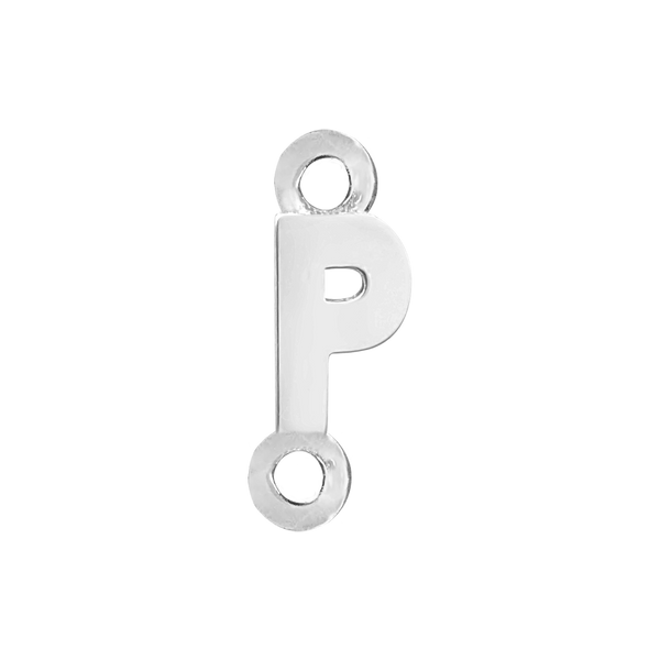 Block Initials with Two Jump Rings in Sterling Silver (8.00 mm)