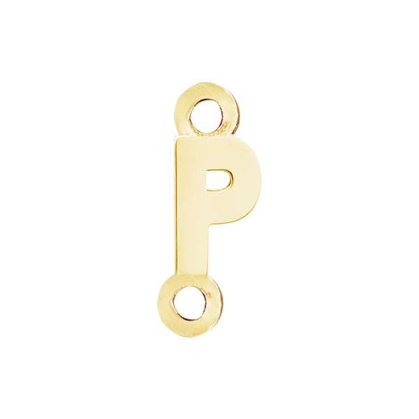 Block Initials with Two Jump Rings in 14K Gold (8.00 mm)