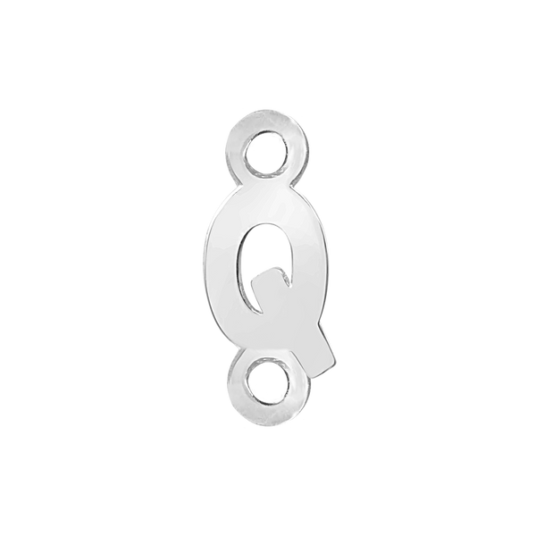 Block Initials with Two Jump Rings in Sterling Silver (8.00 mm)