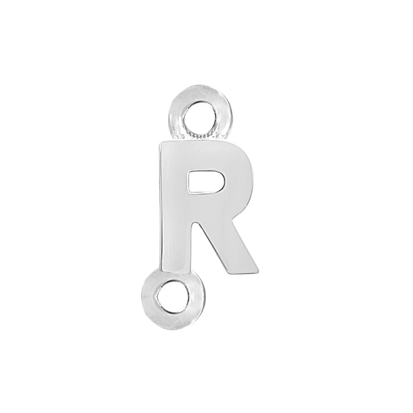 Block Initials with Two Jump Rings in Sterling Silver (8.00 mm)