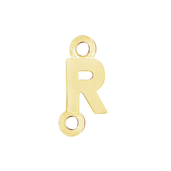Block Initials with Two Jump Rings in 14K Gold (8.00 mm)