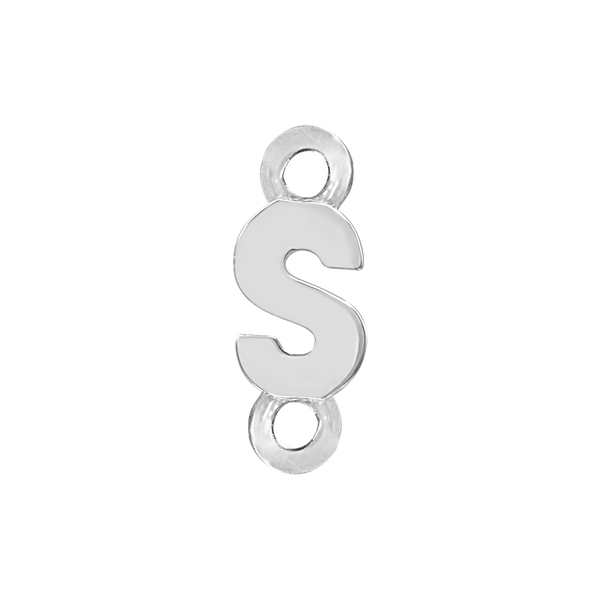 Block Initials with Two Jump Rings in Sterling Silver (8.00 mm)