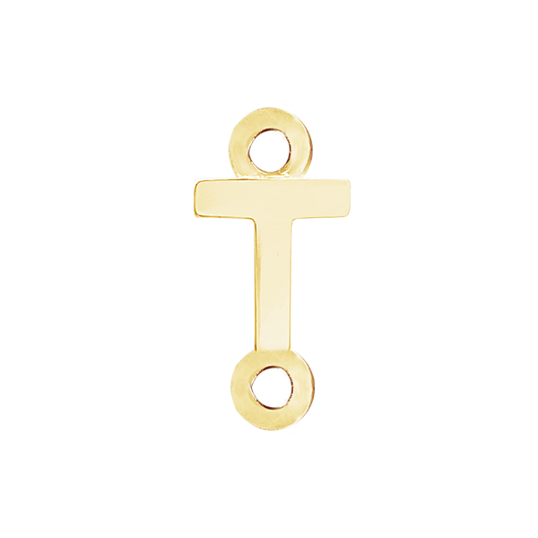 Block Initials with Two Jump Rings in 14K Gold (8.00 mm)