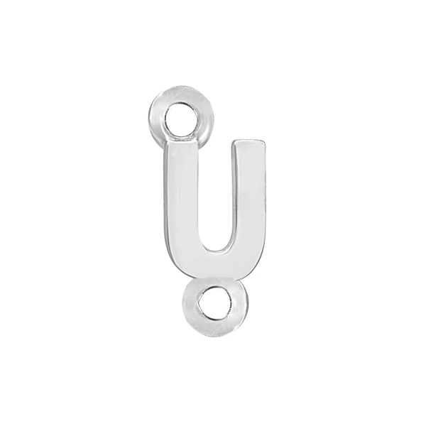Block Initials with Two Jump Rings in Sterling Silver (8.00 mm)