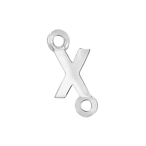 Block Initials with Two Jump Rings in Sterling Silver (8.00 mm)