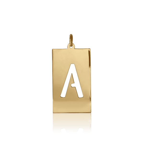 ITI NYC Uppercase Block Cut Out in Sterling Silver (28mm) (100% Polished with Bail)