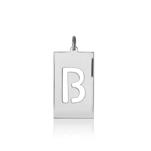 ITI NYC Uppercase Block Cut Out in Sterling Silver (28mm) (100% Polished with Bail)