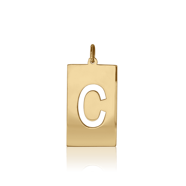 ITI NYC Uppercase Block Cut Out in Sterling Silver (28mm) (100% Polished with Bail)