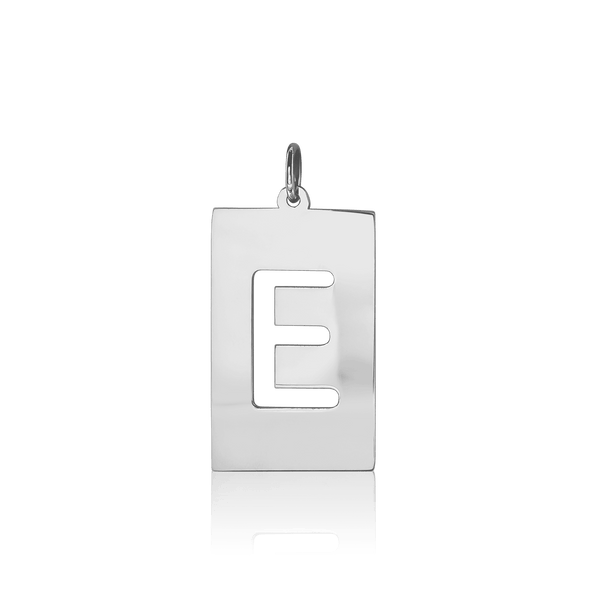 ITI NYC Uppercase Block Cut Out in Sterling Silver (28mm) (100% Polished with Bail)