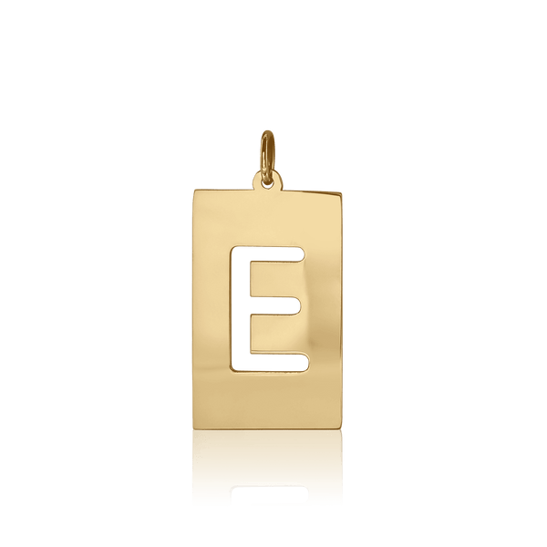 ITI NYC Uppercase Block Cut Out in Sterling Silver (28mm) (100% Polished with Bail)