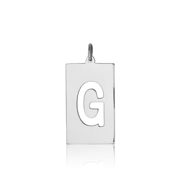 ITI NYC Uppercase Block Cut Out in Sterling Silver (28mm) (100% Polished with Bail)