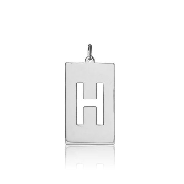 ITI NYC Uppercase Block Cut Out in Sterling Silver (28mm) (100% Polished with Bail)