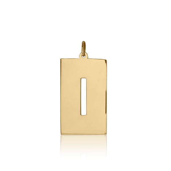 ITI NYC Uppercase Block Cut Out in Sterling Silver (28mm) (100% Polished with Bail)