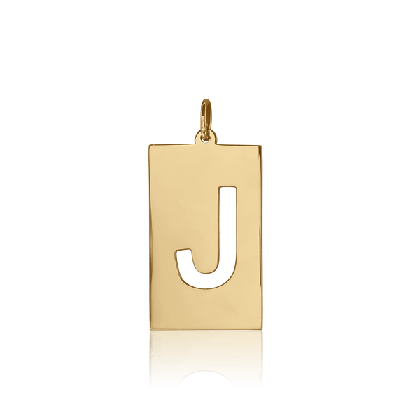 ITI NYC Uppercase Block Cut Out in Sterling Silver (28mm) (100% Polished with Bail)