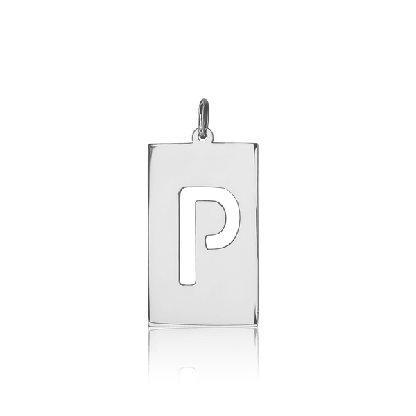 ITI NYC Uppercase Block Cut Out in Sterling Silver (28mm) (100% Polished with Bail)