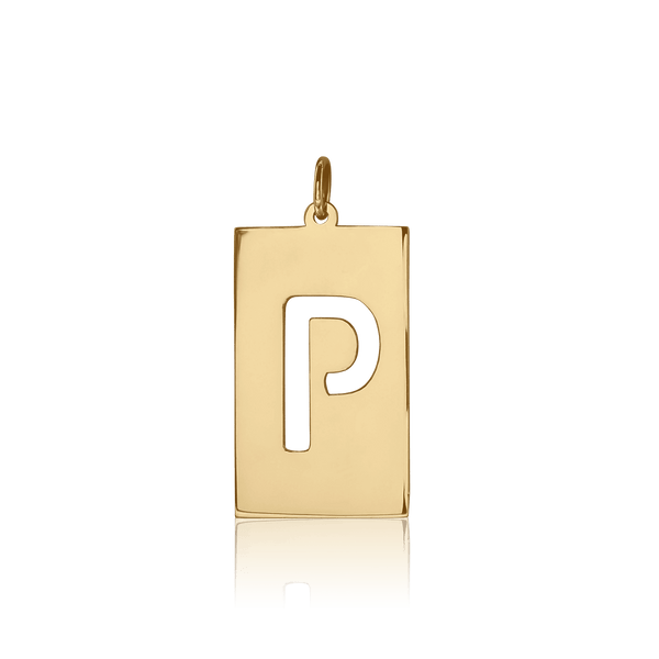 ITI NYC Uppercase Block Cut Out in Sterling Silver (28mm) (100% Polished with Bail)