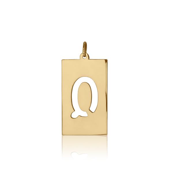 ITI NYC Uppercase Block Cut Out in Sterling Silver (28mm) (100% Polished with Bail)