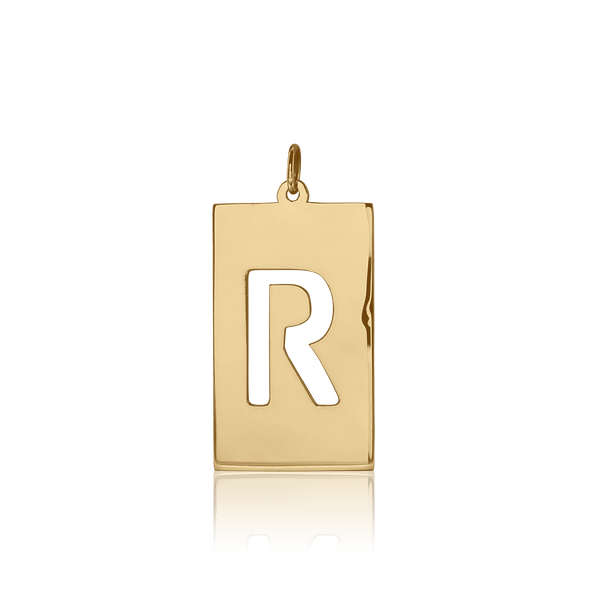 ITI NYC Uppercase Block Cut Out in Sterling Silver (28mm) (100% Polished with Bail)