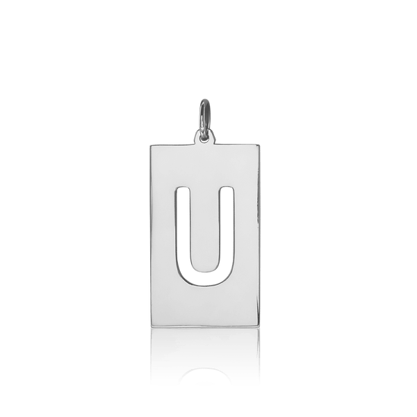 ITI NYC Uppercase Block Cut Out in Sterling Silver (28mm) (100% Polished with Bail)