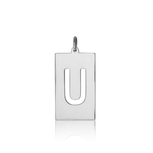 ITI NYC Uppercase Block Cut Out in Sterling Silver (28mm) (100% Polished with Bail)