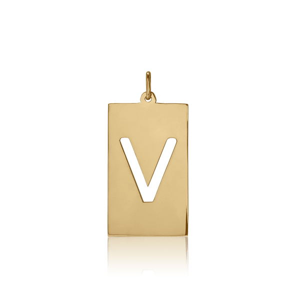 ITI NYC Uppercase Block Cut Out in Sterling Silver (28mm) (100% Polished with Bail)