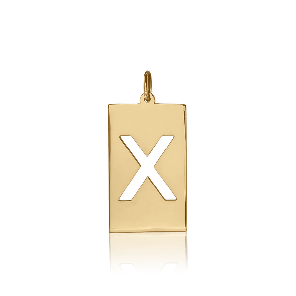 ITI NYC Uppercase Block Cut Out in Sterling Silver (28mm) (100% Polished with Bail)