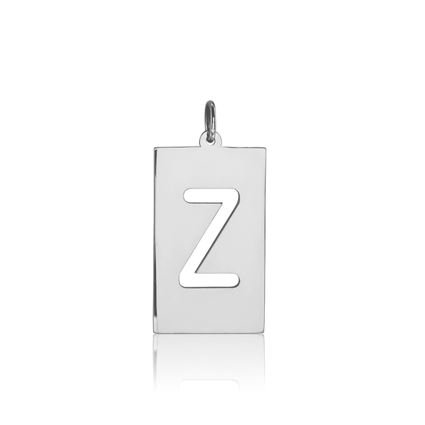 ITI NYC Uppercase Block Cut Out in Sterling Silver (28mm) (100% Polished with Bail)