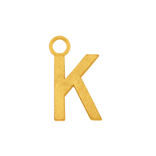 Highway Gothic Initials with 1 Jump Ring in 14K Gold (6 mm)