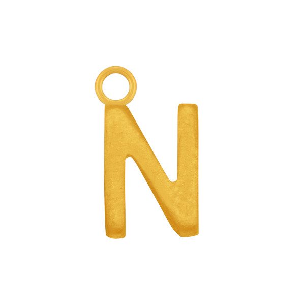 Highway Gothic Initials with 1 Jump Ring in 14K Gold (6 mm)