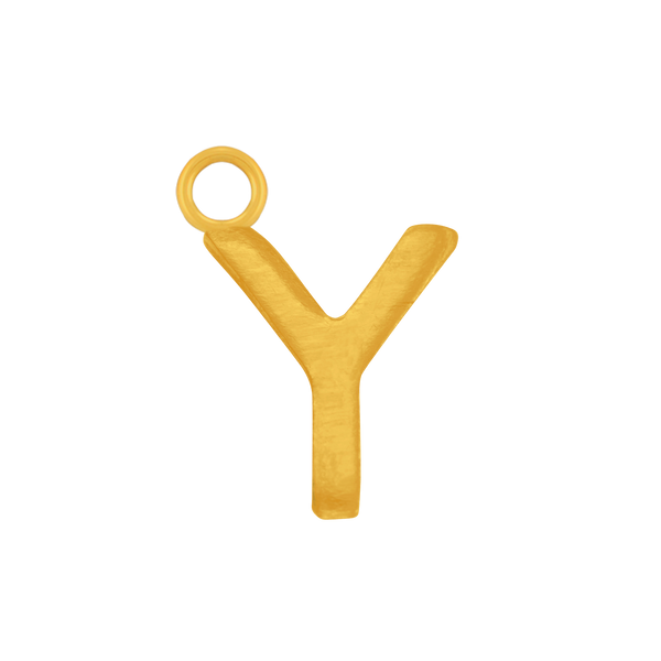 Highway Gothic Initials with 1 Jump Ring in 14K Gold (6 mm)