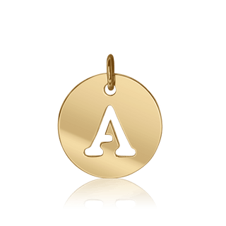 ITI NYC Uppercase Cut Out Disc in 14K Gold (12mm) (100% Polished with Bail)