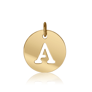 ITI NYC Uppercase Cut Out Disc in 14K Gold (12mm) (100% Polished with Bail)