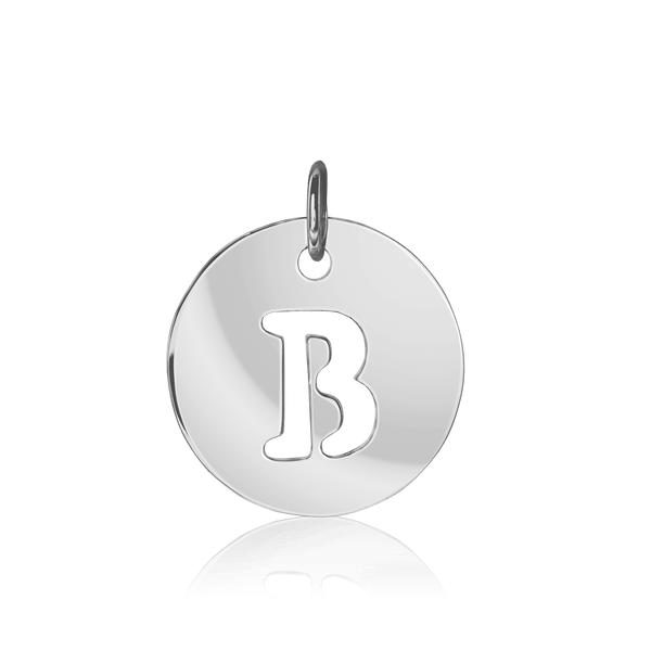 ITI NYC Uppercase Cut Out Disc in Sterling Silver (12mm) (100% Polished with Bail)